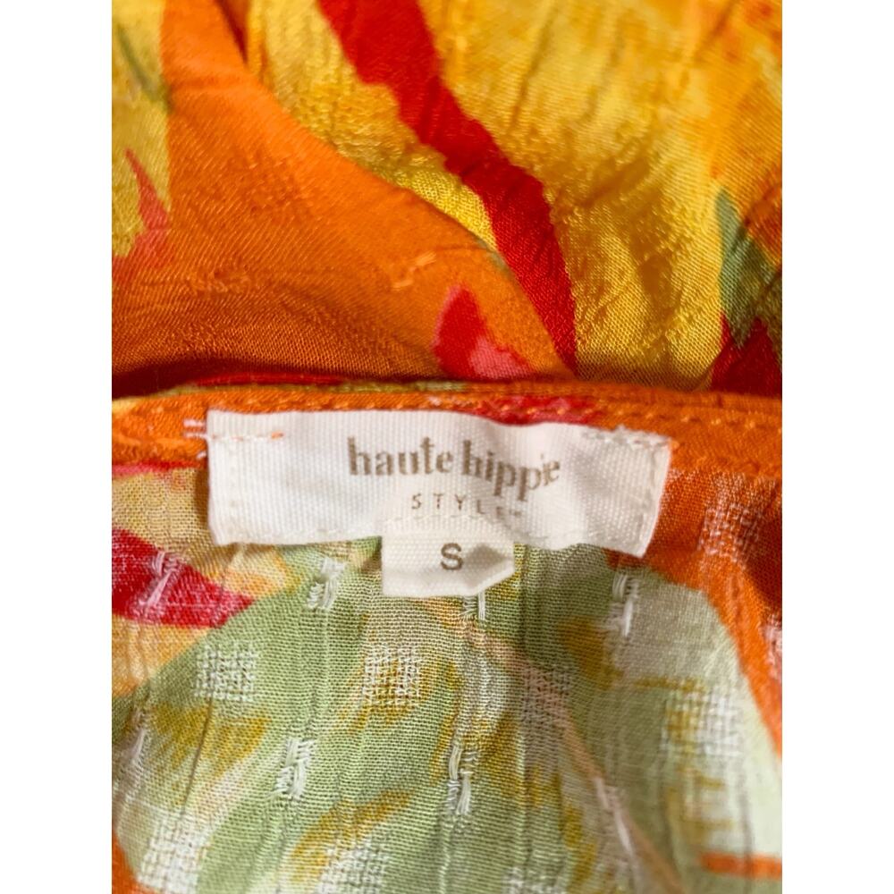 Haute Hippie Halter Neck Sleeveless Top Tropical Floral Tie Waist Women's S - Picture 5 of 7